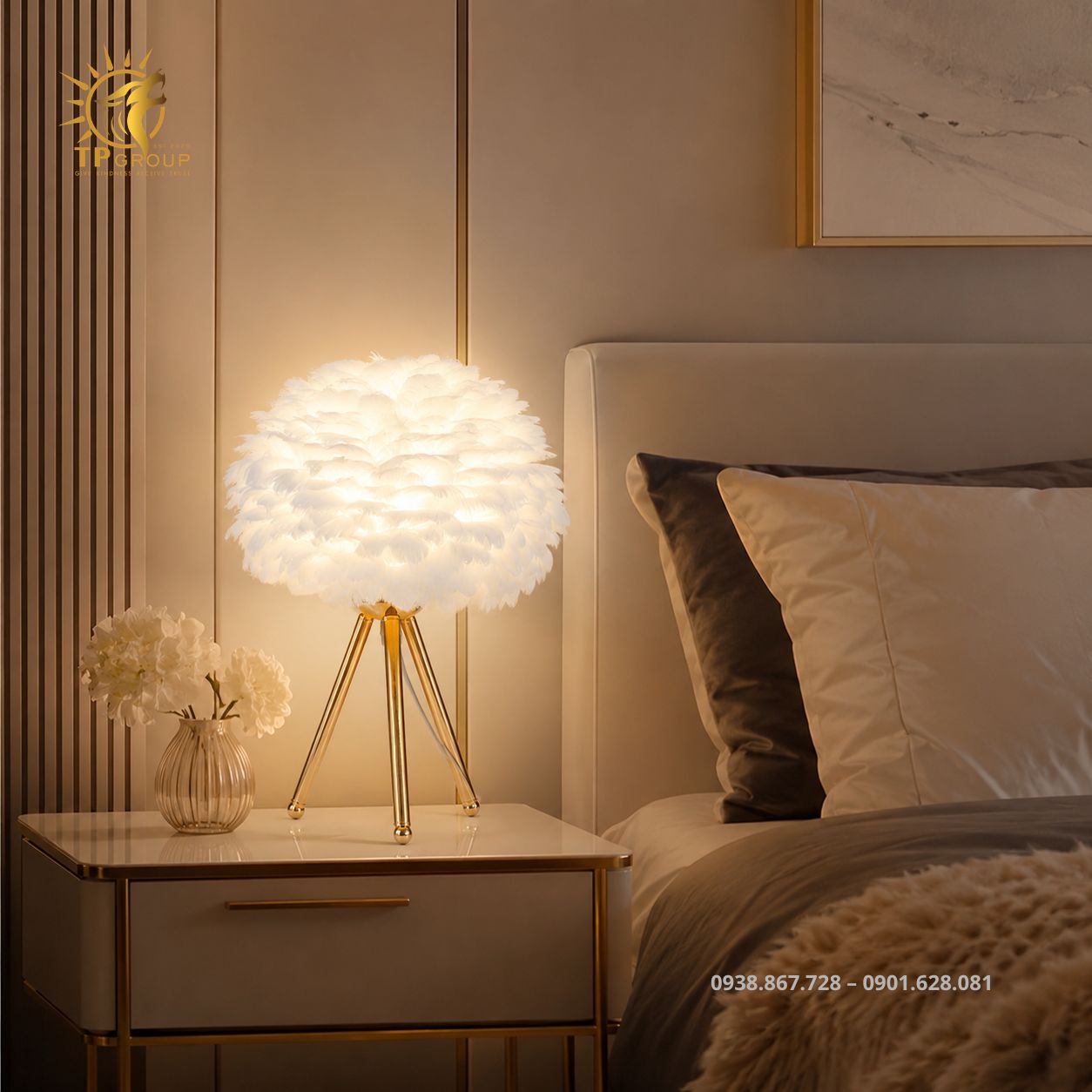 Đèn Bàn Lông Vũ TPG-DB033 8 Đèn bàn lông vũ decor phòng ngủ