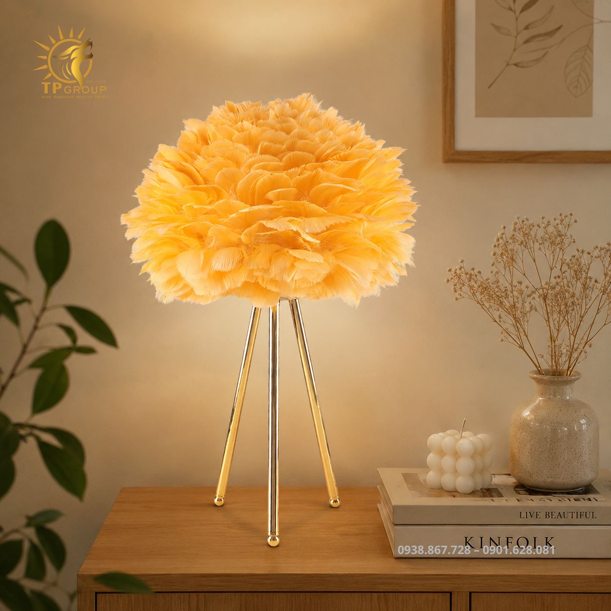 Đèn Bàn Lông Vũ TPG-DB033 30 Đèn bàn lông vũ decor phòng ngủ