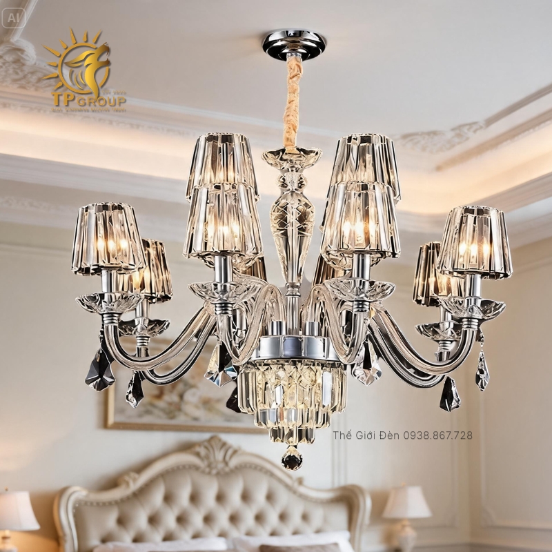 Đèn chùm pha lê TPG-DC322 8 đầu cao cấp phòng ngủ