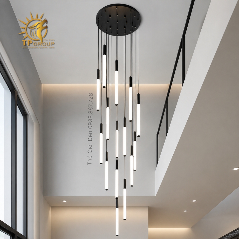 Đèn chùm thả cầu thang ống dài TPG-DC344 20 bóng LED hiện đại