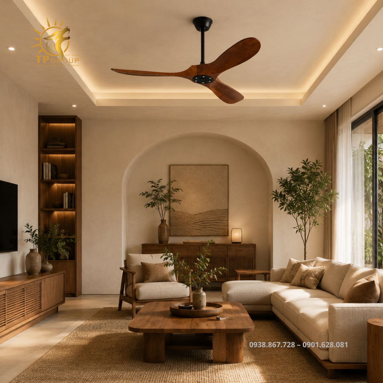 Quạt Trần Trang Trí Gỗ Tự Nhiên TPG-Q764 5 Quạt trần trang trí phòng khách
