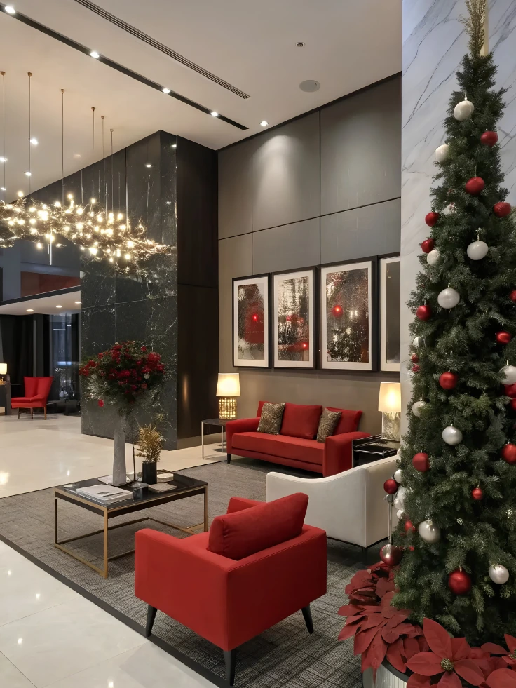 Trang trí noel khu vực sảnh lễ tân