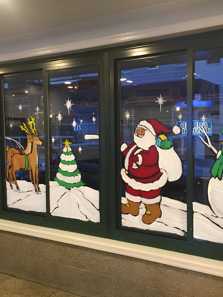 Trang trí noel khu vực hành lang & Cửa kính làm việc