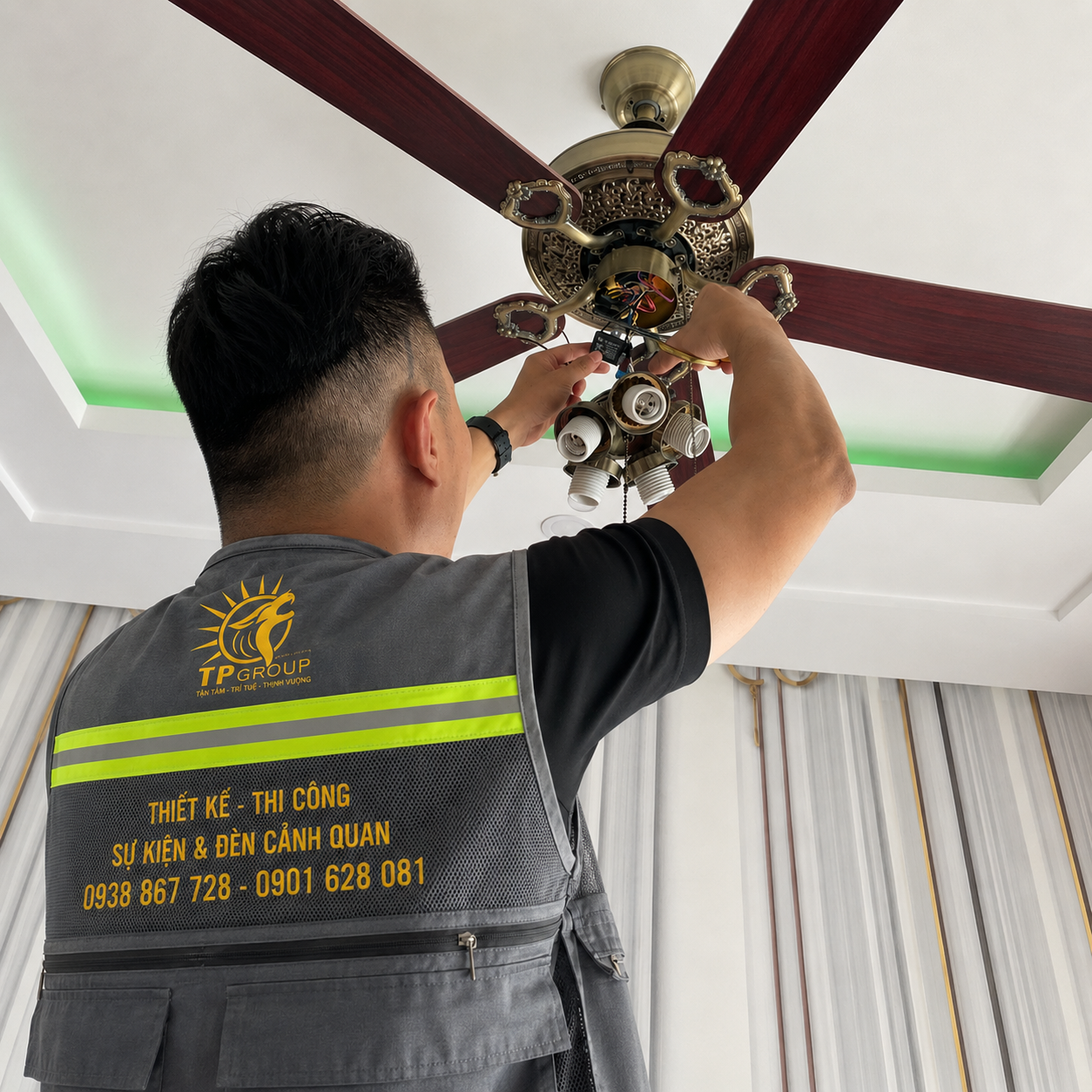 Thi công lắp đặt quạt trần TPgroup