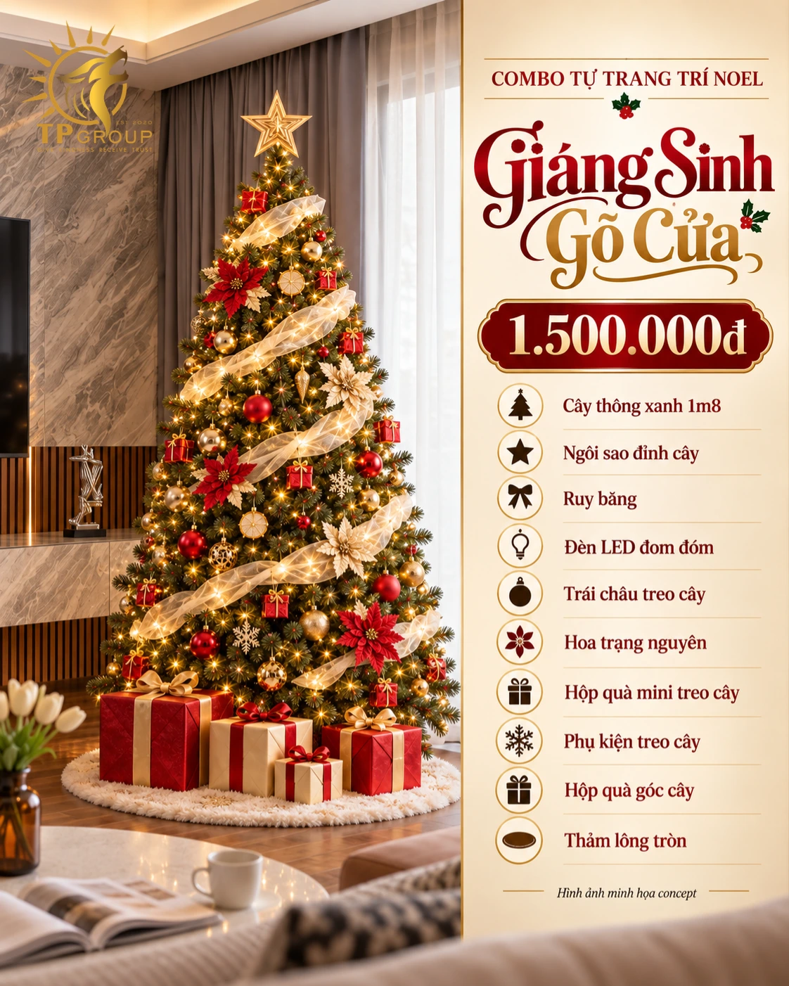 Combo Cây Thông Noel Tự Trang Trí Từ 1,5 Triệu 1 Combo Cây Thông Noel 2m Giáng Sinh Hội Ngộ