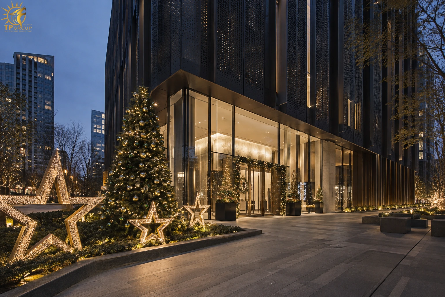 Trang Trí Noel Tòa Nhà -Thi Công Mặt Tiền & 10 Ý Tưởng 5 Trang trí noel tòa nhà