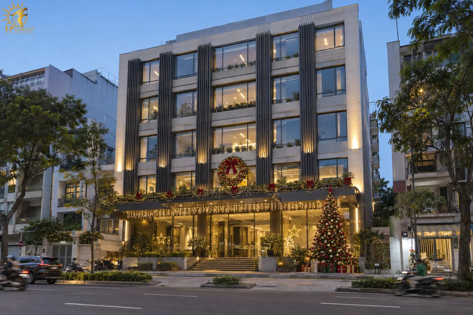 Trang Trí Noel Tòa Nhà -Thi Công Mặt Tiền & 10 Ý Tưởng 1 Trang trí noel tòa nhà